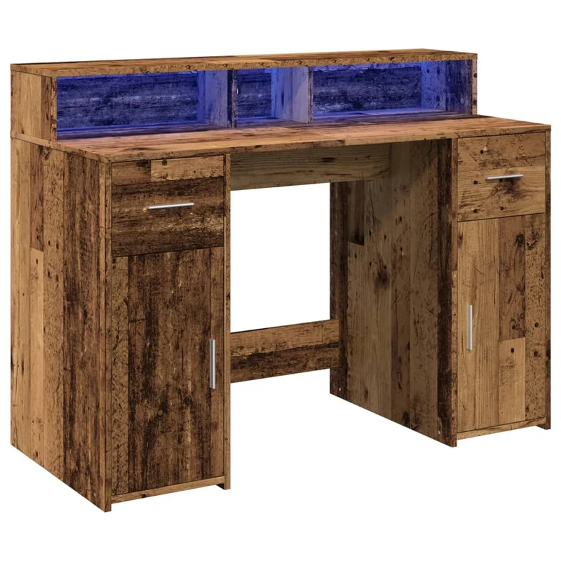 LED-Schreibtisch mit Monitorerhöhung, 120x55 cm