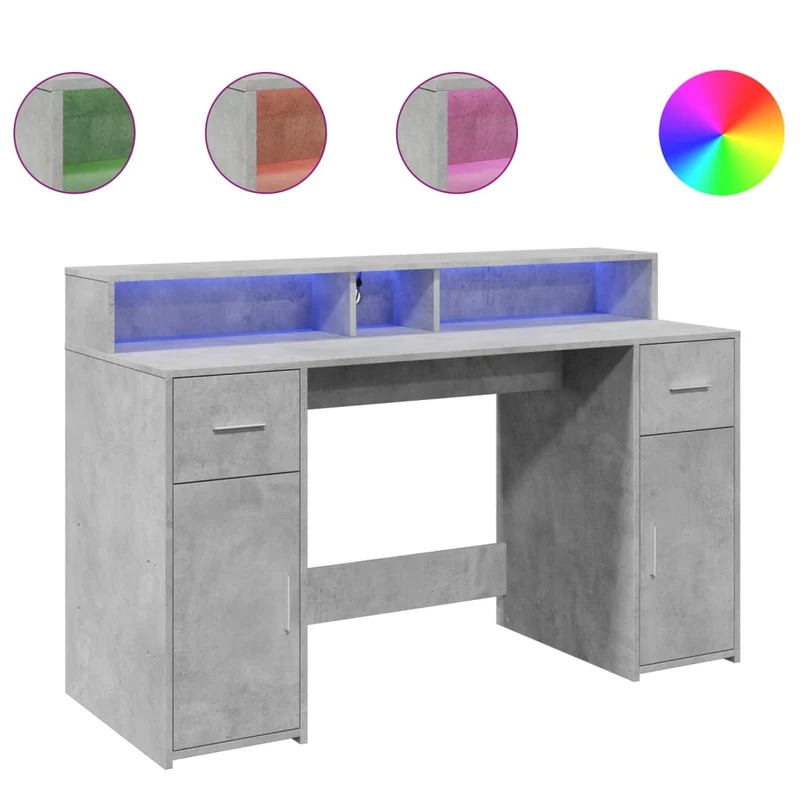 LED-beleuchteter Schreibtisch mit Monitorerhöhung