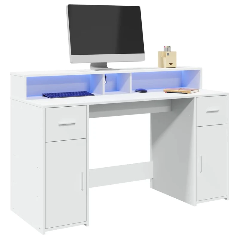 LED-beleuchteter Schreibtisch mit Monitorerhöhung