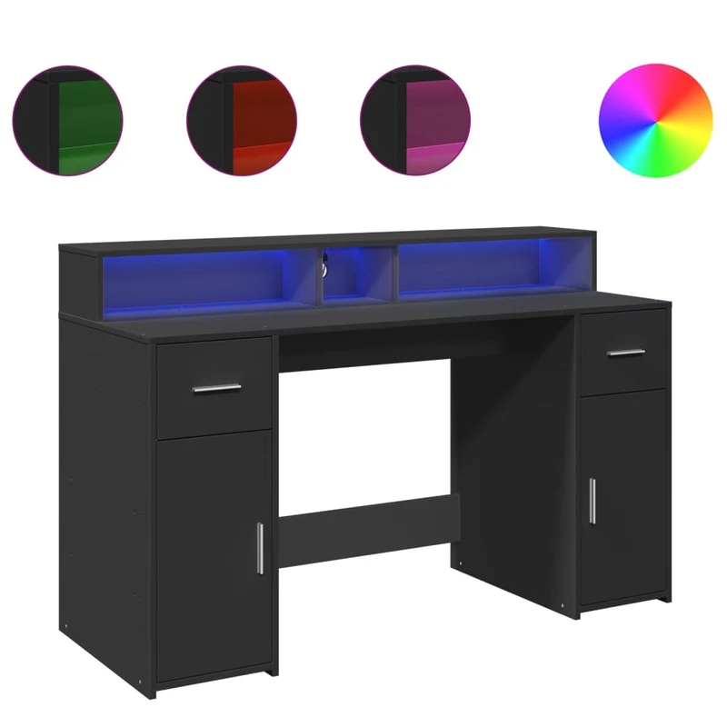 LED-beleuchteter Schreibtisch mit Monitorerhöhung