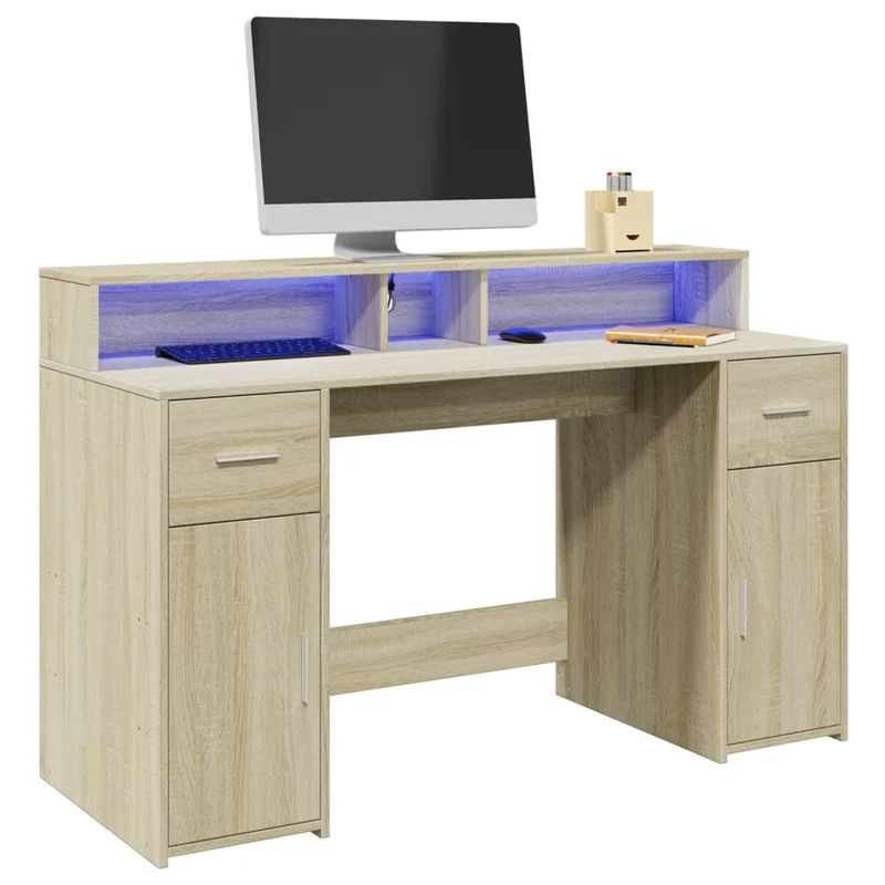 LED-beleuchteter Schreibtisch mit Monitorerhöhung