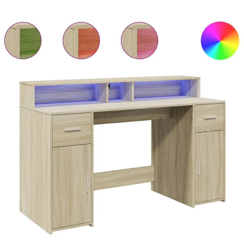 LED-beleuchteter Schreibtisch mit Monitorerhöhung