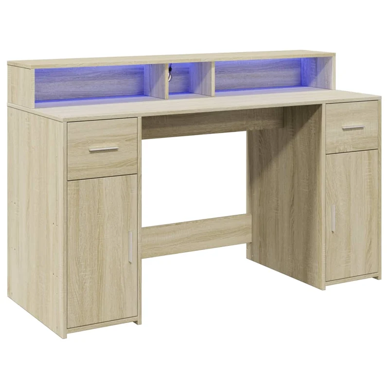 LED-beleuchteter Schreibtisch mit Monitorerhöhung