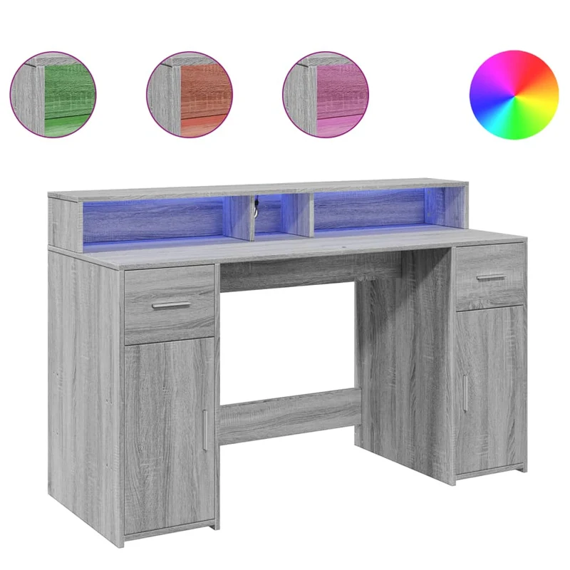 LED-beleuchteter Schreibtisch mit Monitorerhöhung