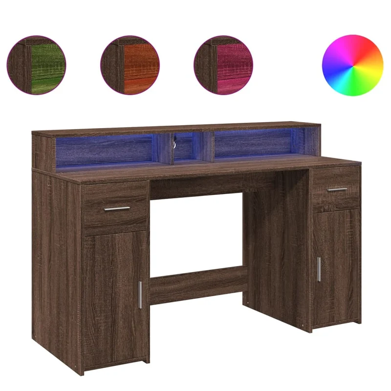 LED-beleuchteter Schreibtisch mit Monitorerhöhung