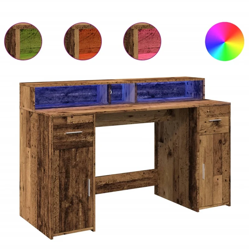 LED-beleuchteter Schreibtisch mit Monitorerhöhung