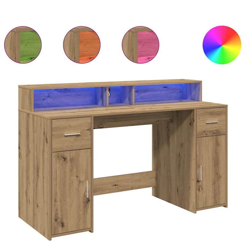 LED-beleuchteter Schreibtisch mit Monitorerhöhung
