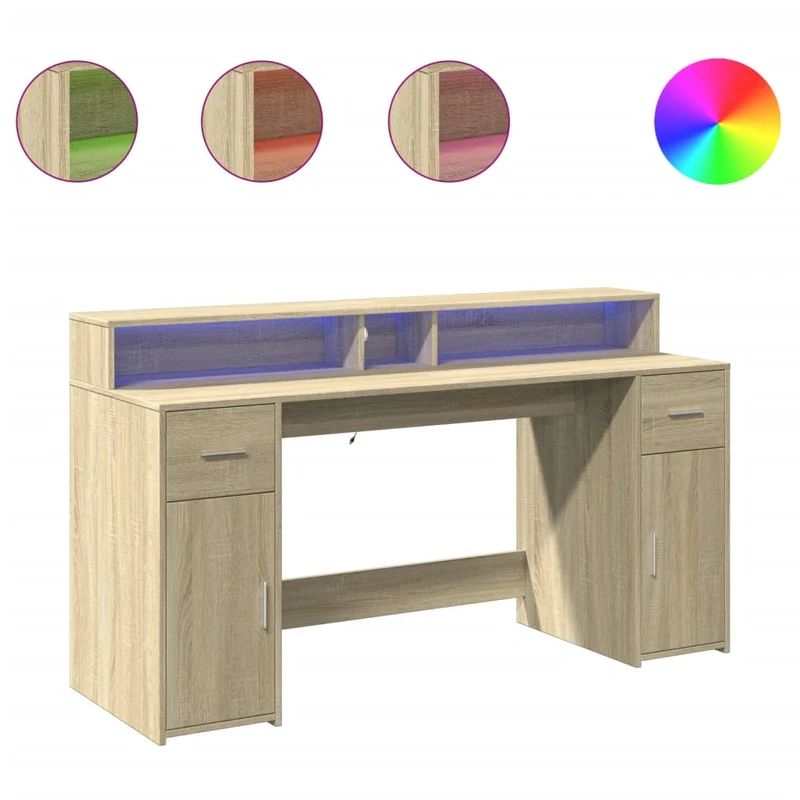 LED-Computertisch mit Monitorerhöhung, 160cm