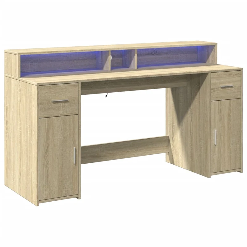 LED-Computertisch mit Monitorerhöhung, 160cm