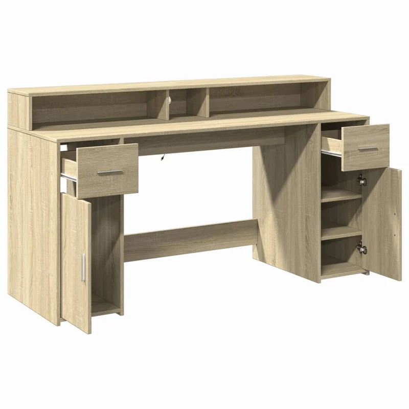 LED-Computertisch mit Monitorerhöhung, 160cm