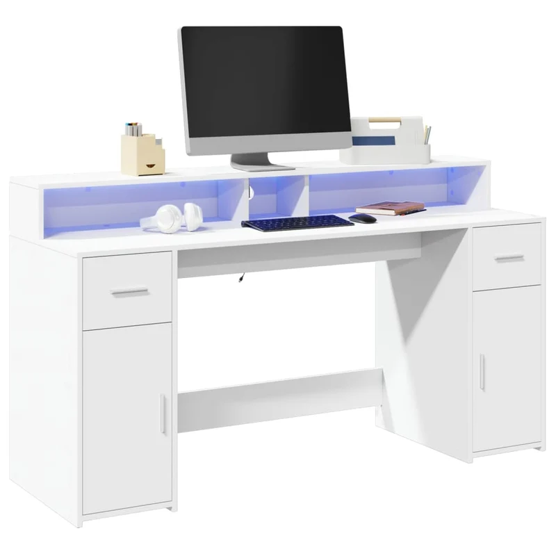 LED-Computertisch mit Monitorerhöhung, 160cm