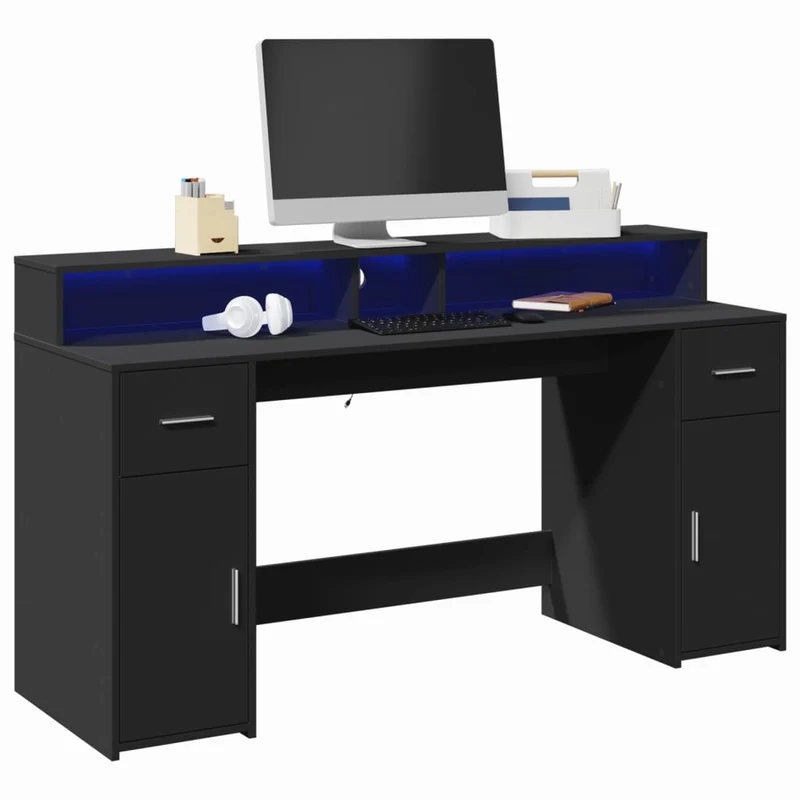 LED-Computertisch mit Monitorerhöhung, 160cm