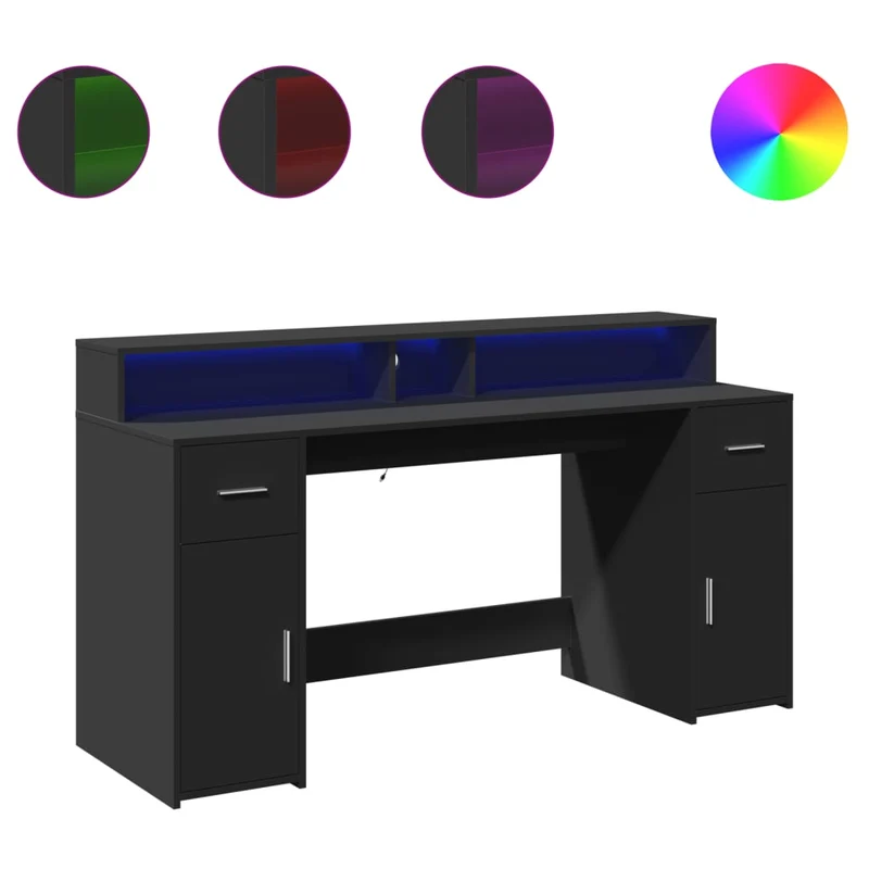 LED-Computertisch mit Monitorerhöhung, 160cm