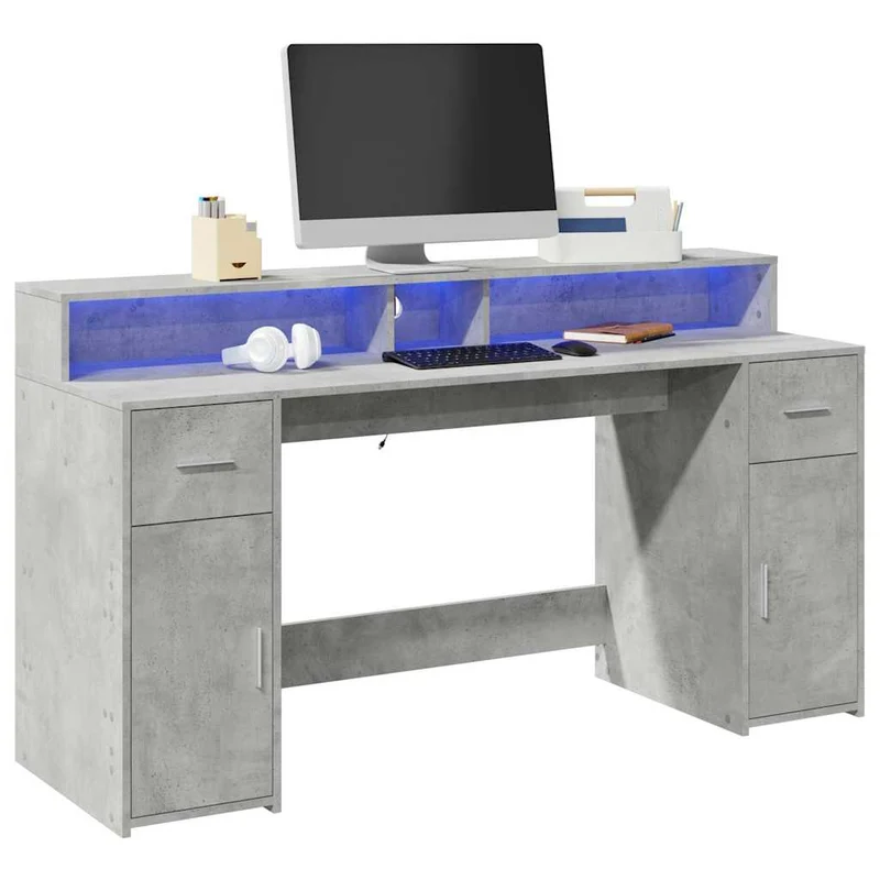 LED-Computertisch mit Monitorerhöhung, 160cm