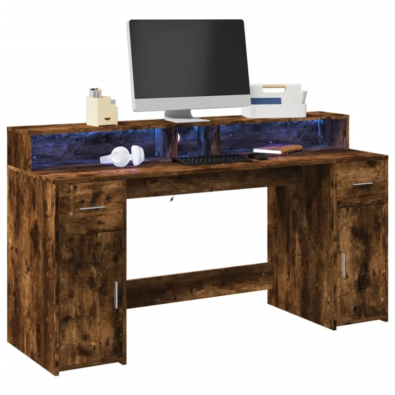LED-Computertisch mit Monitorerhöhung, 160cm