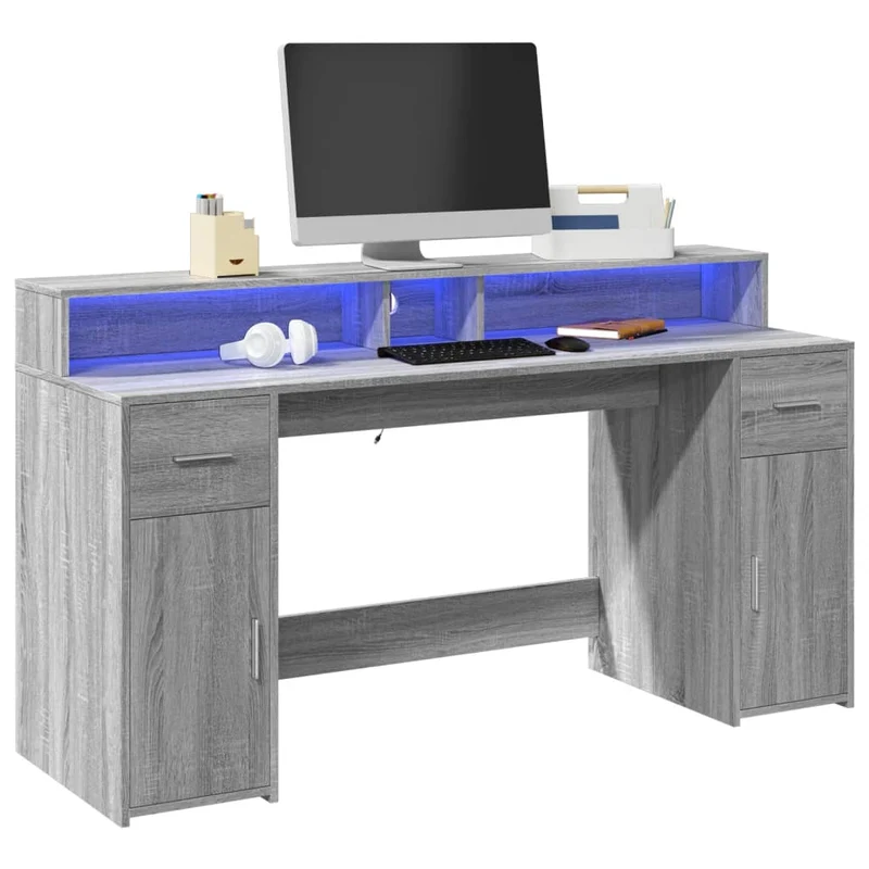 LED-Computertisch mit Monitorerhöhung, 160cm