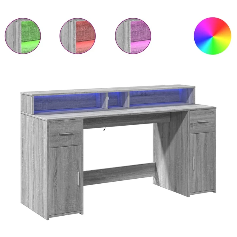 LED-Computertisch mit Monitorerhöhung, 160cm