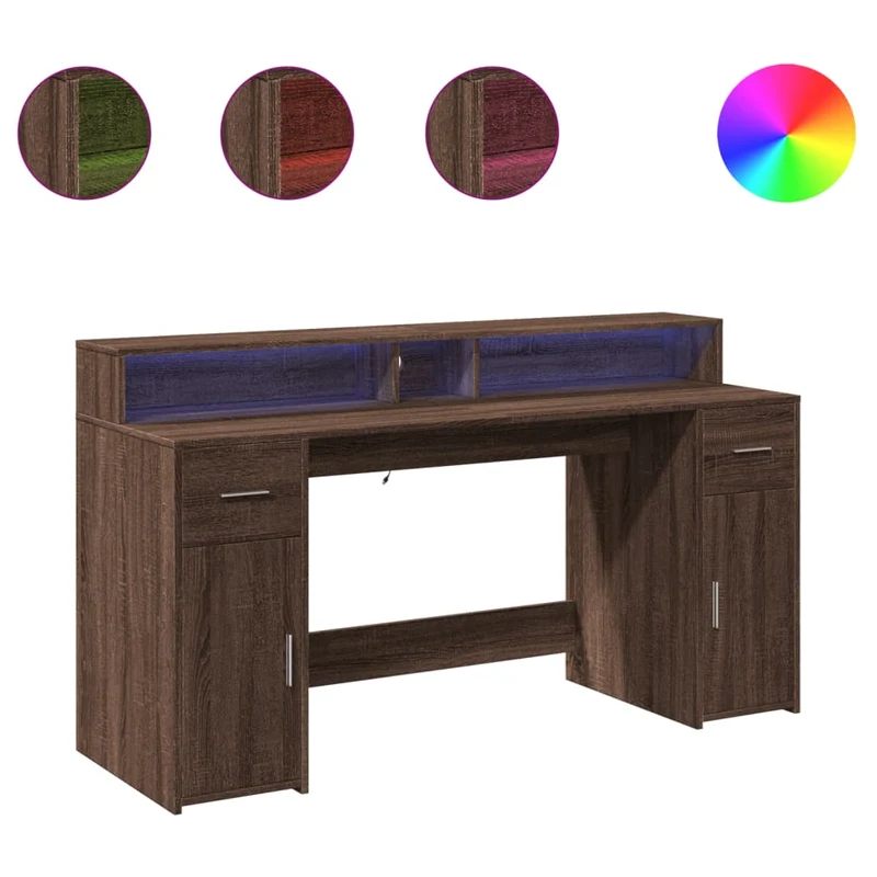 LED-Computertisch mit Monitorerhöhung, 160cm
