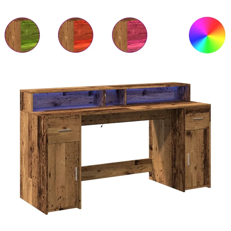 LED-Computertisch mit Monitorerhöhung, 160cm