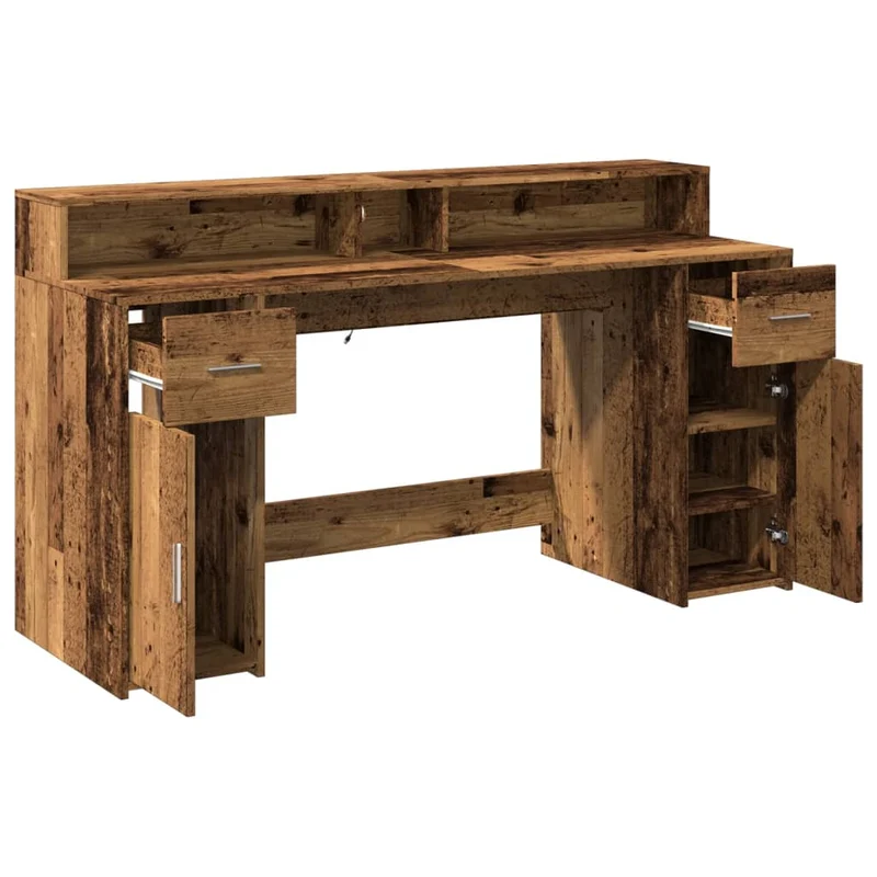 LED-Computertisch mit Monitorerhöhung, 160cm