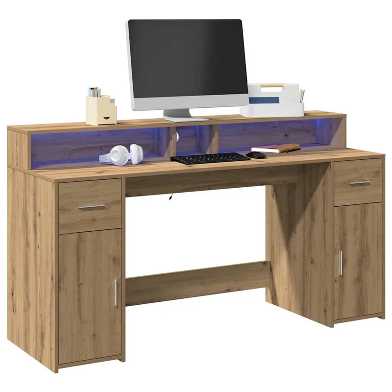 LED-Computertisch mit Monitorerhöhung, 160cm