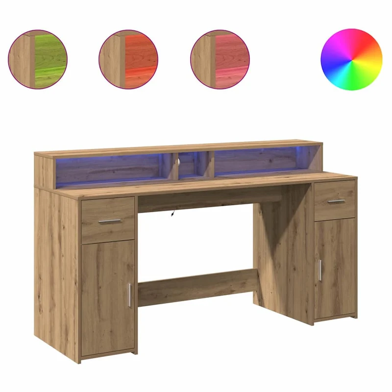 LED-Computertisch mit Monitorerhöhung, 160cm