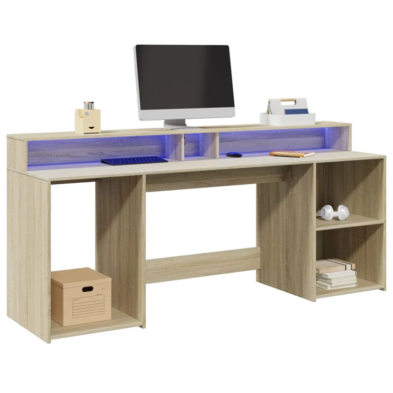 Großer LED-Schreibtisch mit genügend Stauraum, 200cm