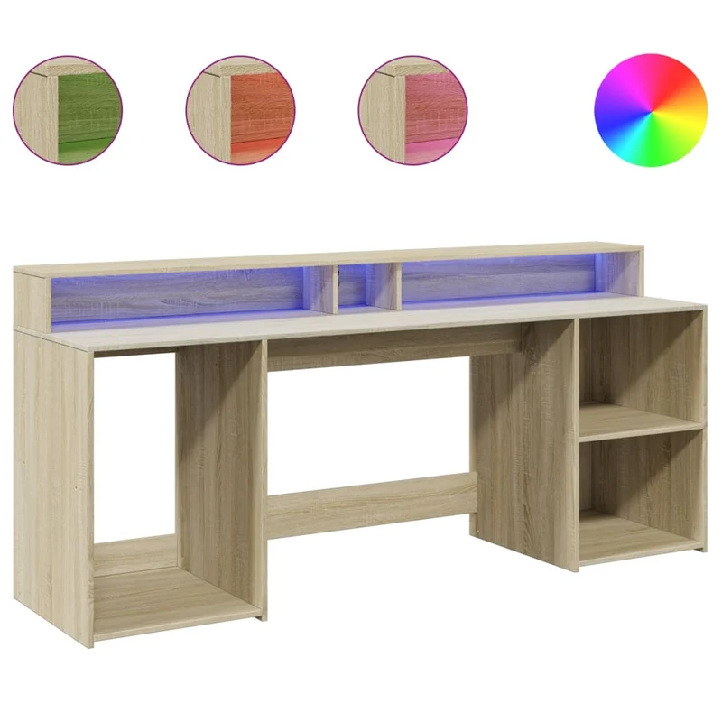 Großer LED-Schreibtisch mit genügend Stauraum, 200cm