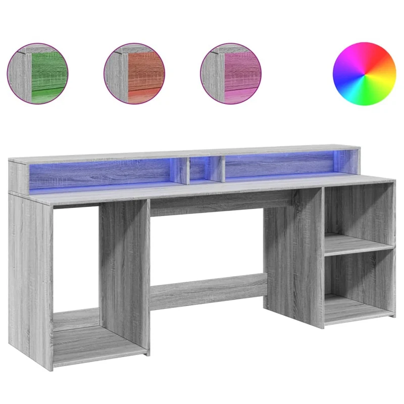 Großer LED-Schreibtisch mit genügend Stauraum, 200cm
