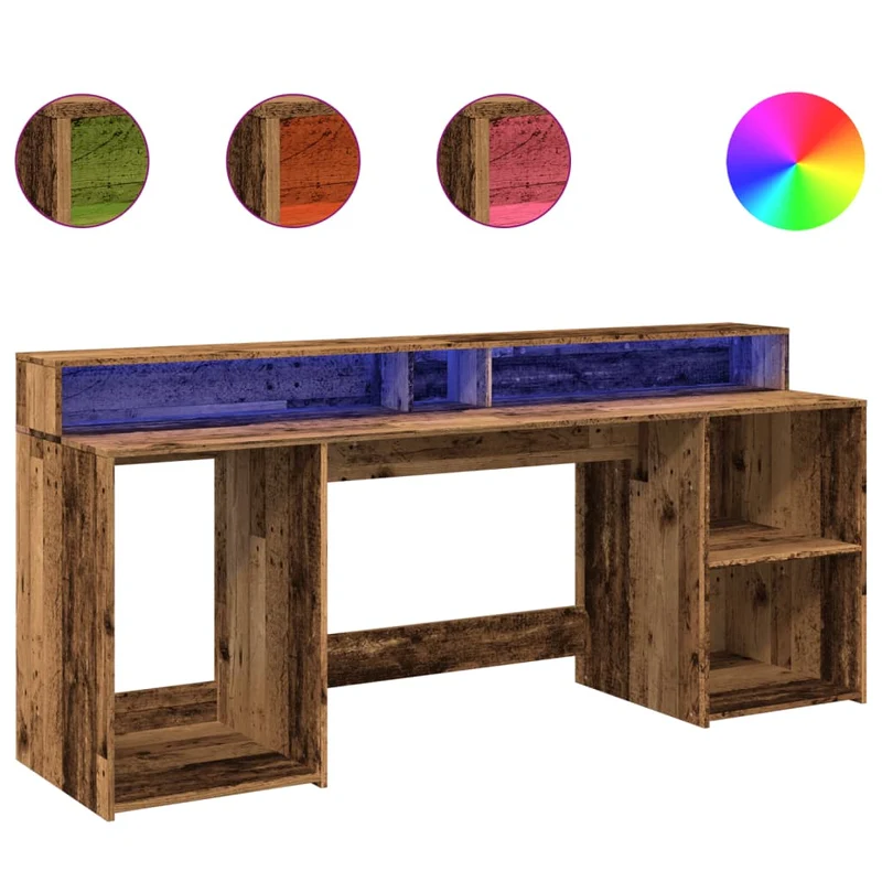 Großer LED-Schreibtisch mit genügend Stauraum, 200cm
