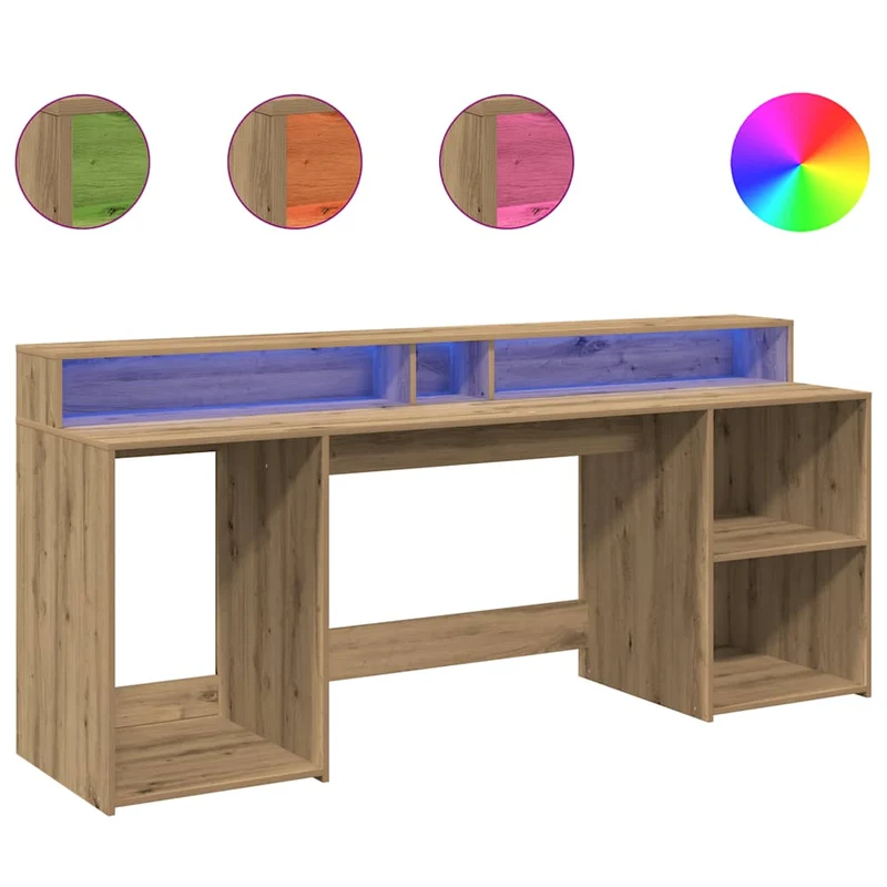 Großer LED-Schreibtisch mit genügend Stauraum, 200cm