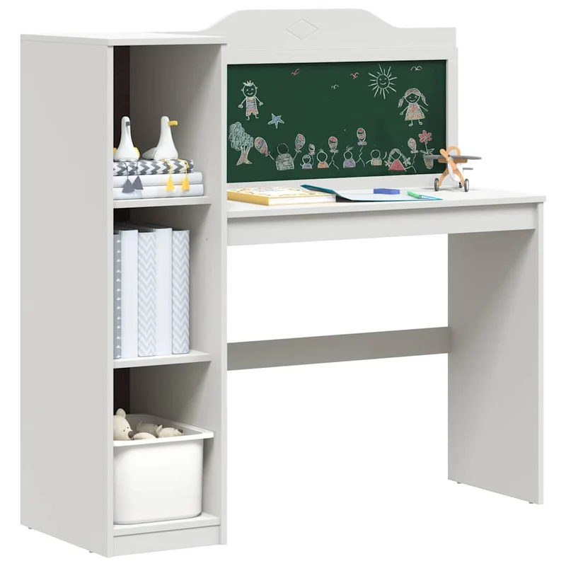 Schreibtisch mit Kreidetafel und Regalen fürs Kinderzimmer