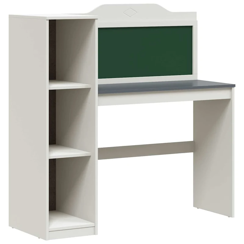 Schreibtisch mit Kreidetafel und Regalen fürs Kinderzimmer
