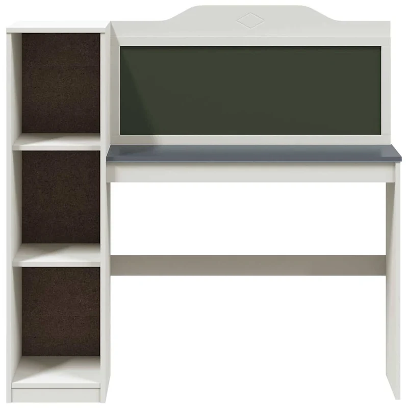 Schreibtisch mit Kreidetafel und Regalen fürs Kinderzimmer