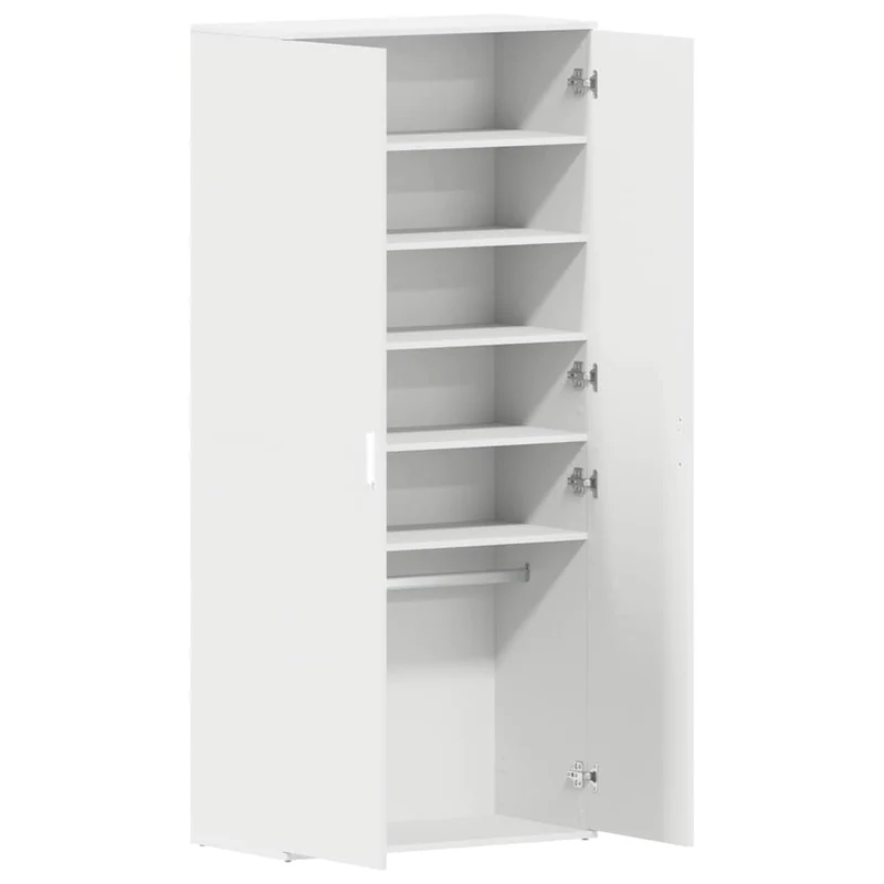 Hoher Schuhschrank mit 5 Ablagen und Kleiderstange