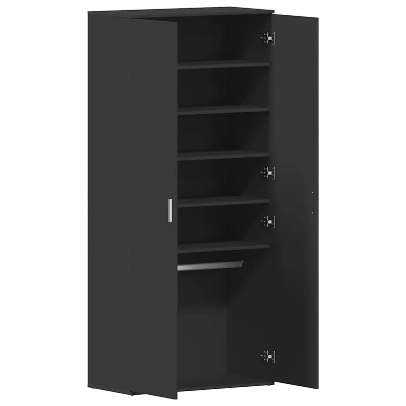 Hoher Schuhschrank mit 5 Ablagen und Kleiderstange