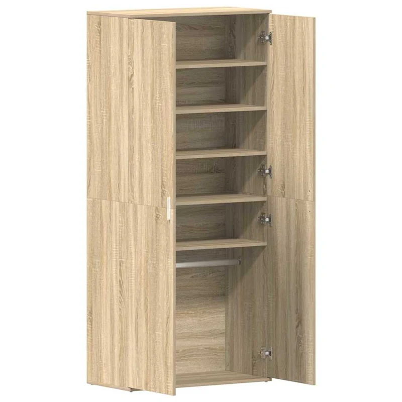Hoher Schuhschrank mit 5 Ablagen und Kleiderstange