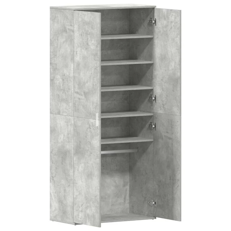 Hoher Schuhschrank mit 5 Ablagen und Kleiderstange
