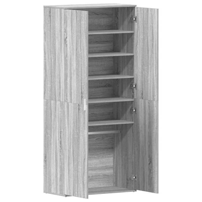 Hoher Schuhschrank mit 5 Ablagen und Kleiderstange