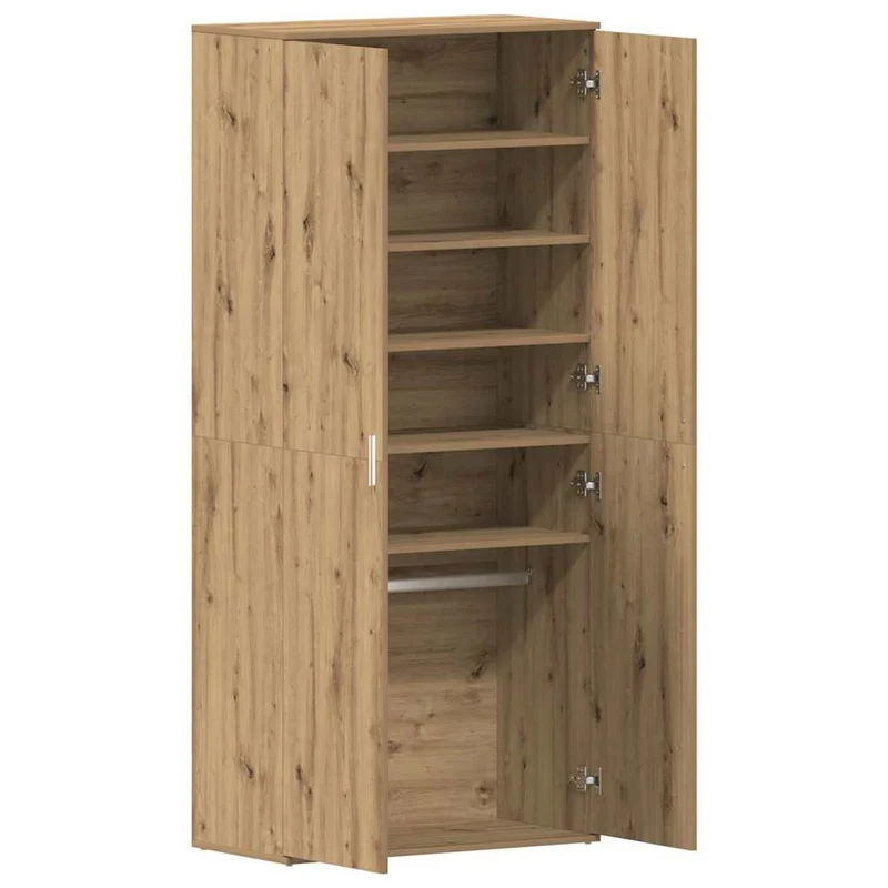 Hoher Schuhschrank mit 5 Ablagen und Kleiderstange
