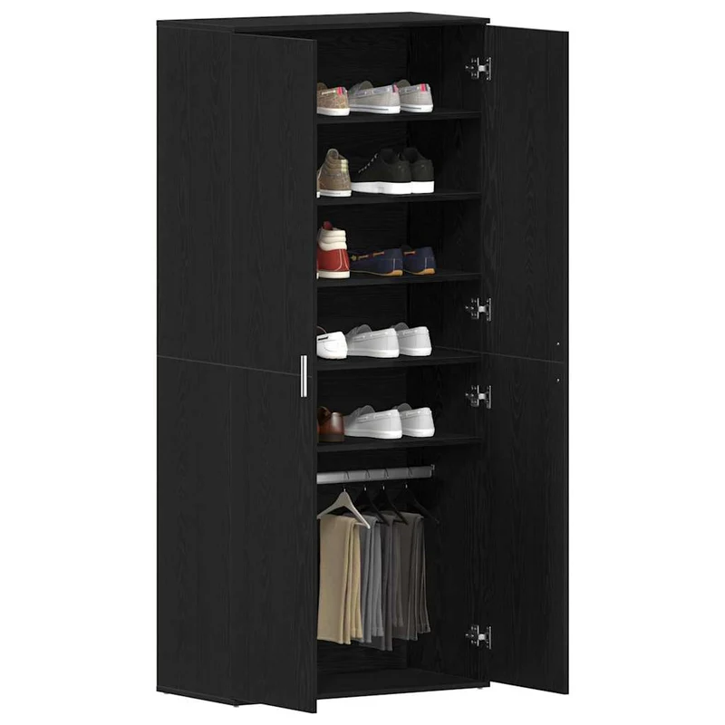 Hoher Schuhschrank mit 5 Ablagen und Kleiderstange