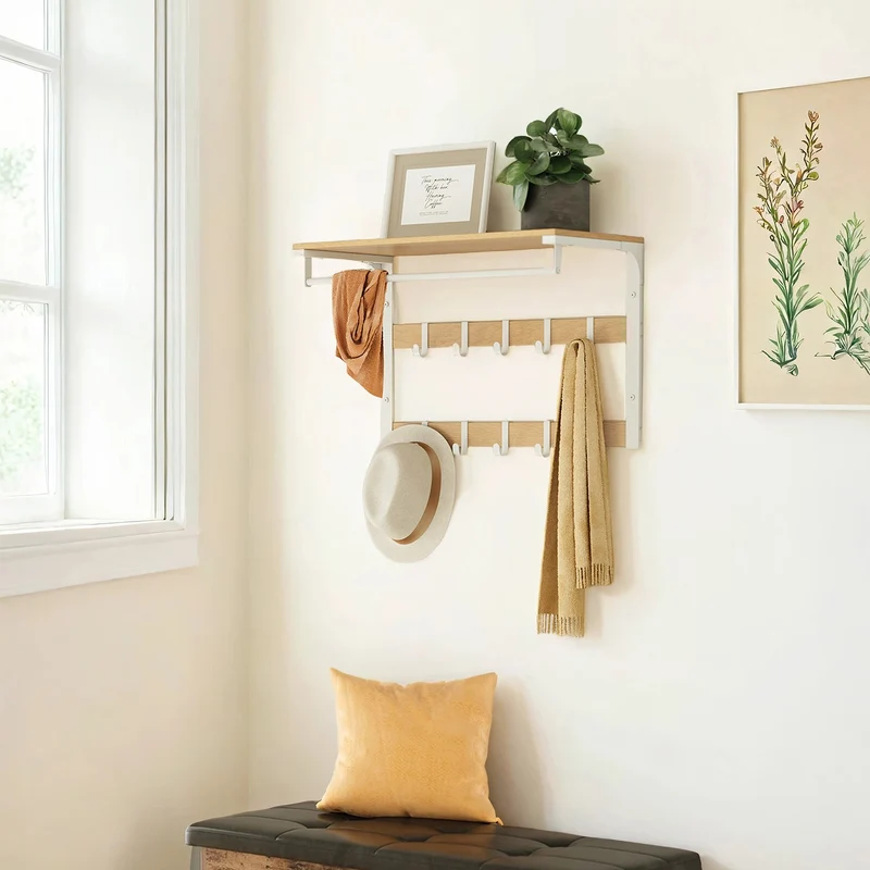 Wandgarderobe mit Ablage und 10 abnehmbaren Haken