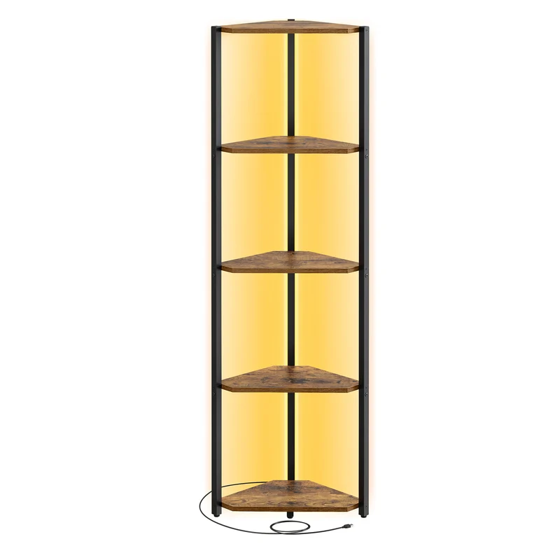 Eckregal mit 5 Ebenen und LED-Beleuchtung