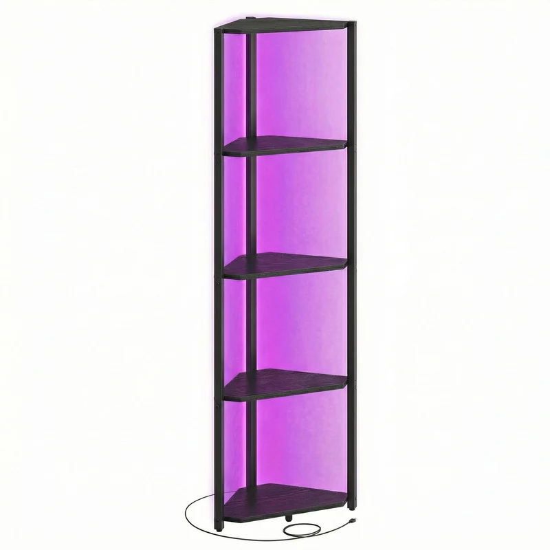 Eckregal mit 5 Ebenen und LED-Beleuchtung