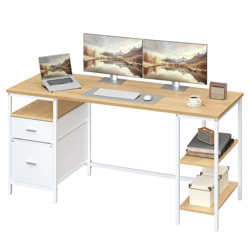Schreibtisch mit 2 Ablagen Industrie-Design