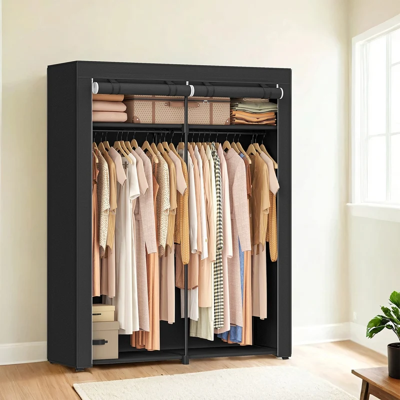 Kleiderschrank mit 2 Kleiderstangen faltbar