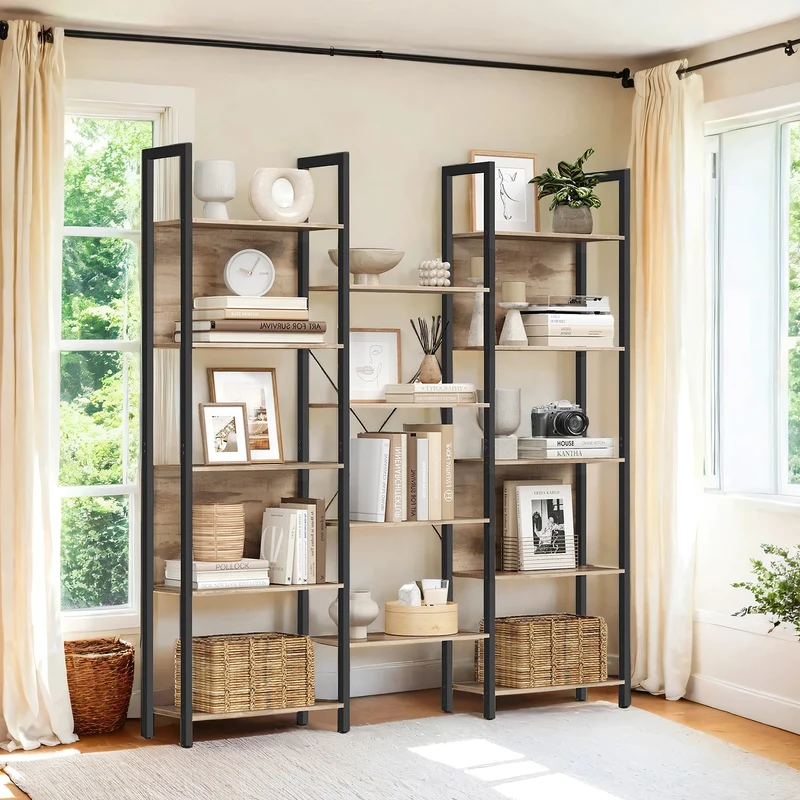 Bücherregal mit 14 Ablagen und Metallrahmen