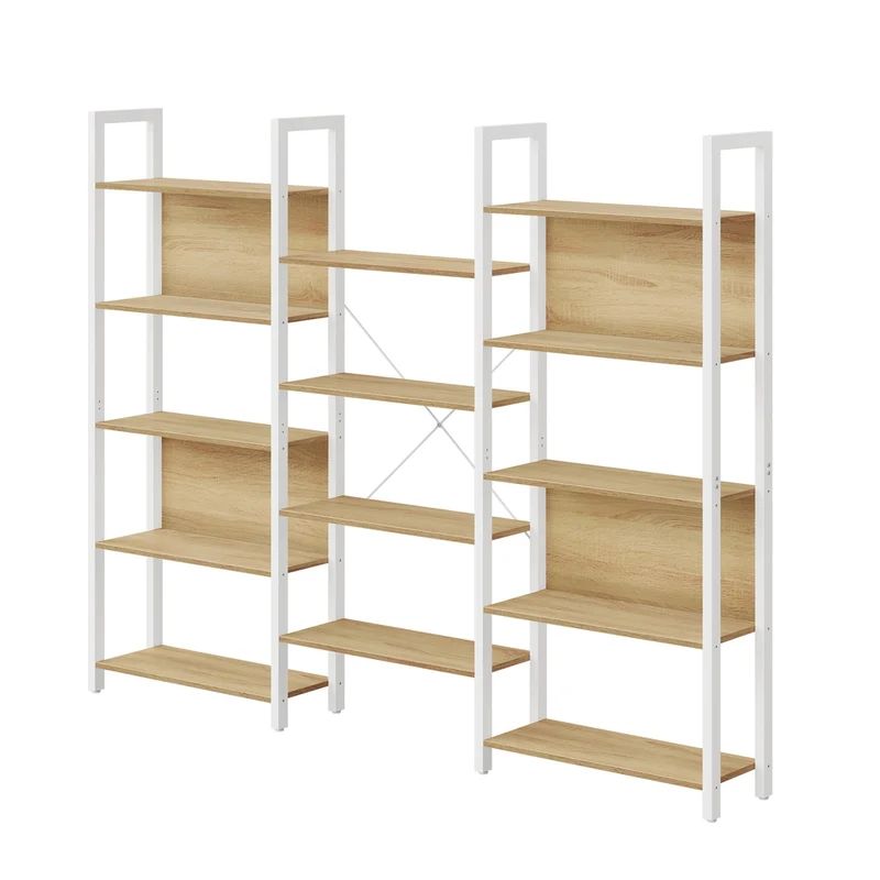 Bücherregal mit 14 Ablagen und Metallrahmen