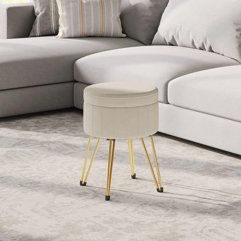 Sitzhocker mit Stauraum und 4 Metallbeinen tintenschwarz