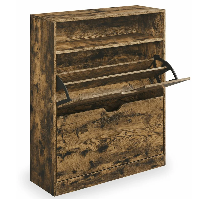 Schuhschrank 2 Klappen offenes Fach